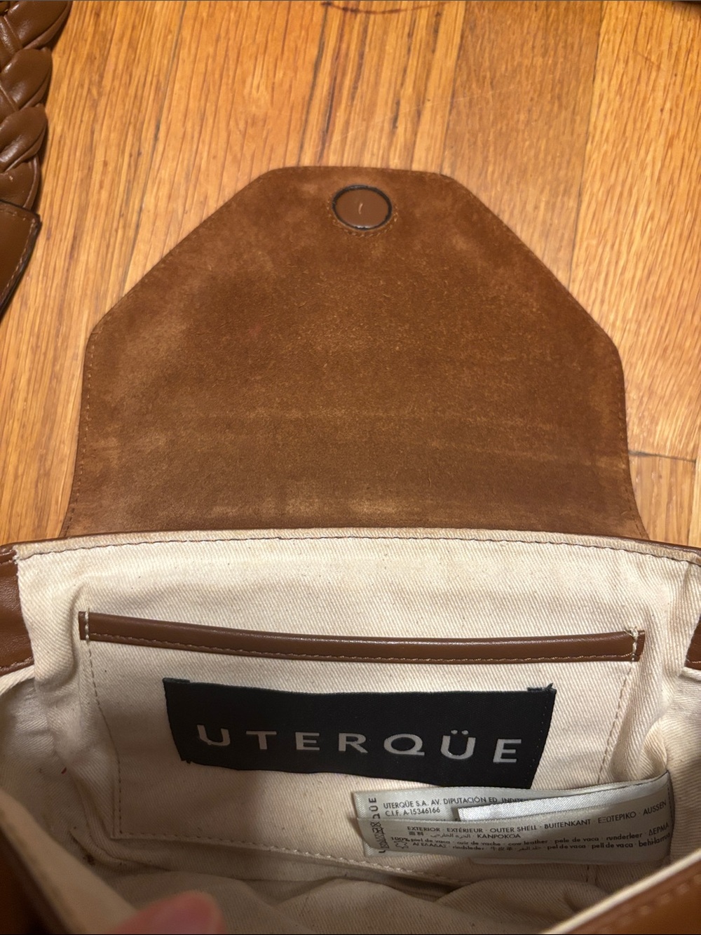 Uterque Brown Leather Braided-Handle Crossbody Bag - Picture 6 of 11